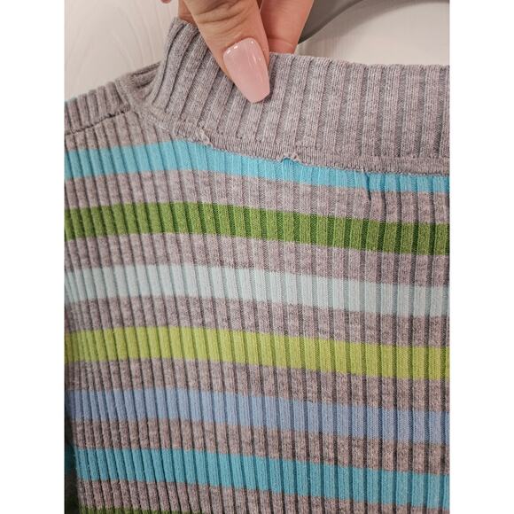 Vintage st johns bay Womens y2k stripe v neck rib knit sweater 261 large - Picture 5 of 6